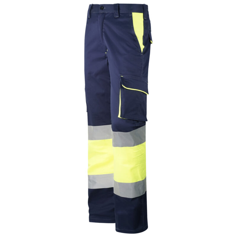 Pantalón multibolsillos alta visibilidad reflectante elástico