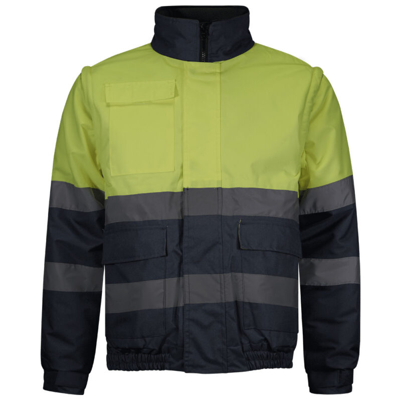 Cazadora bomber alta visibilidad clase 2 reflectante desmontable