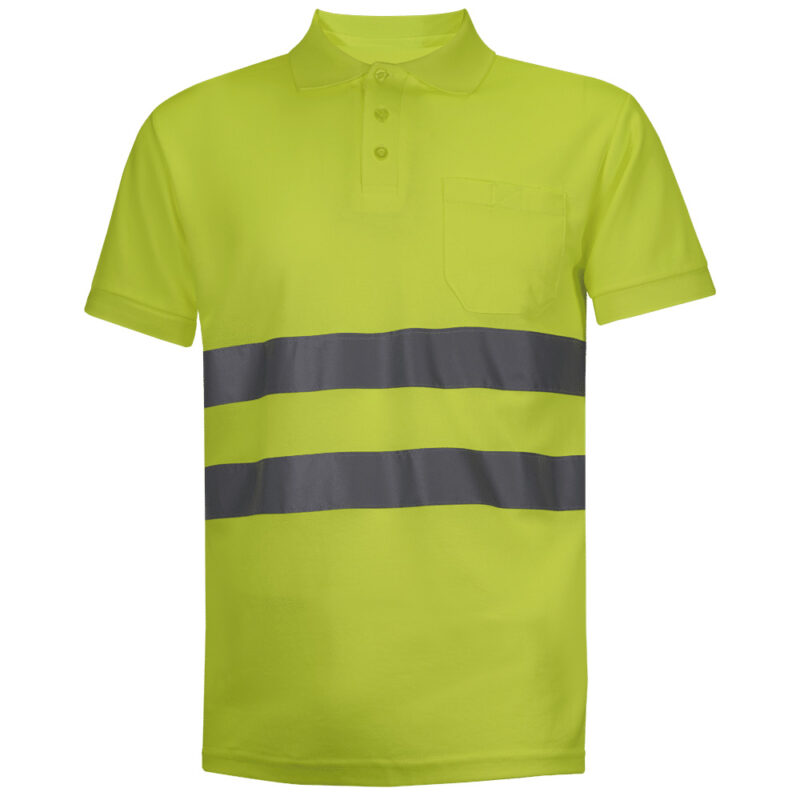 Polo de alta visibilidad con bandas reflectantes de algodón y poliéster.