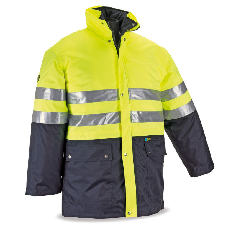 parka alta visibilidad reflectante con chaqueta interior desacoplable y convertible en chaleco